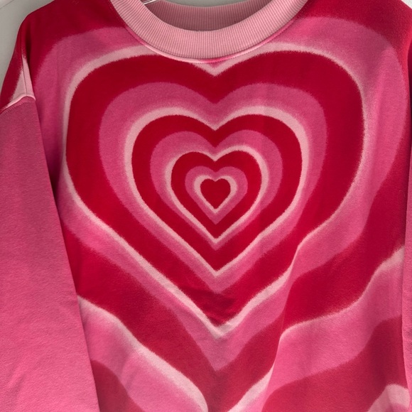 Wild Fable Pink and Red Sweatshirt Pink N Red Hearts Front & Back Cozy size M - Picture 3 of 5